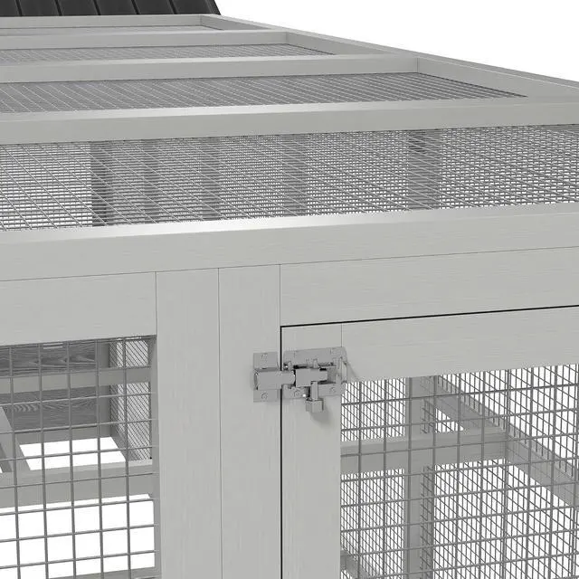 Alt view image 6 of 7 - PawHut Wooden Chicken Coop Run for 6-10 Chickens 141.75" x 48" x 61" Gray
