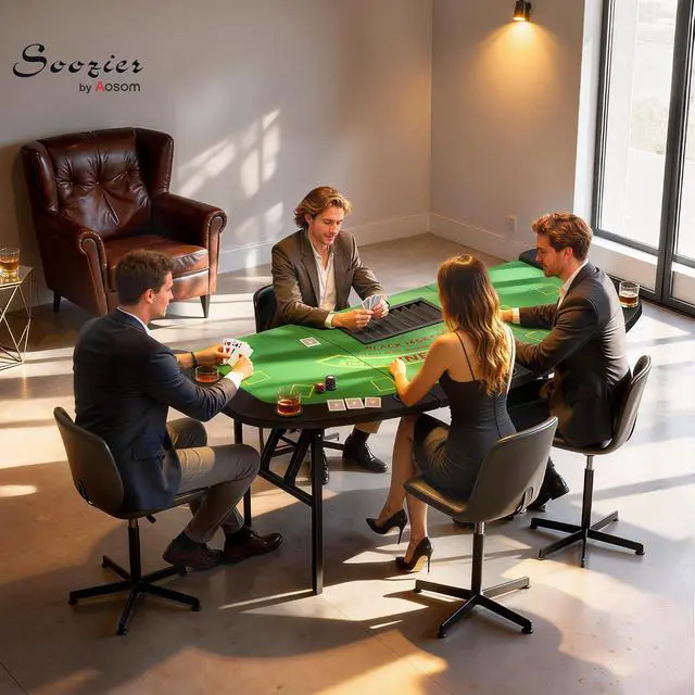 Alt view image 2 of 7 - Poker Table Foldable, 72" Portable, 8 Players, 220 LBS, Green