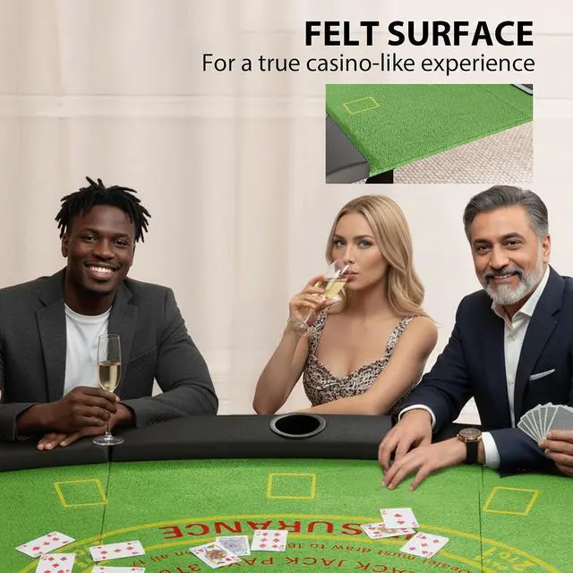 Alt view image 5 of 7 - Poker Table Foldable, 72" Portable, 8 Players, 220 LBS, Green