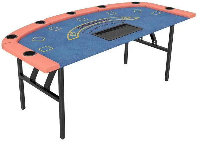 Main image of Poker Table Foldable, 72" Portable, 8 Players, 220 LBS, Blue