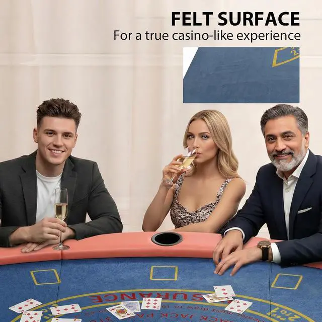 Alt view image 5 of 7 - Poker Table Foldable, 72" Portable, 8 Players, 220 LBS, Blue