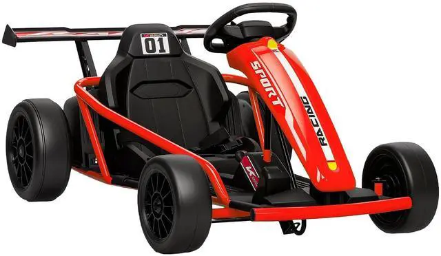 Main image of Qaba 24V Electric Go Kart for Kids, 8.1 MPH Drift Kart with Dual Motors, Nylon Tires, Outdoor 7AH Battery Powered Ride on Toy with Soft Start, Safety Belt, Horn and Music for Kids 8-12 Years, Red