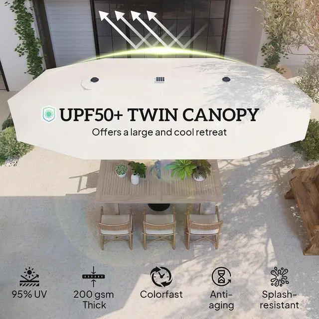 Alt view image 3 of 7 - 15ft Extra Large Patio Umbrella Bright Solar Lights