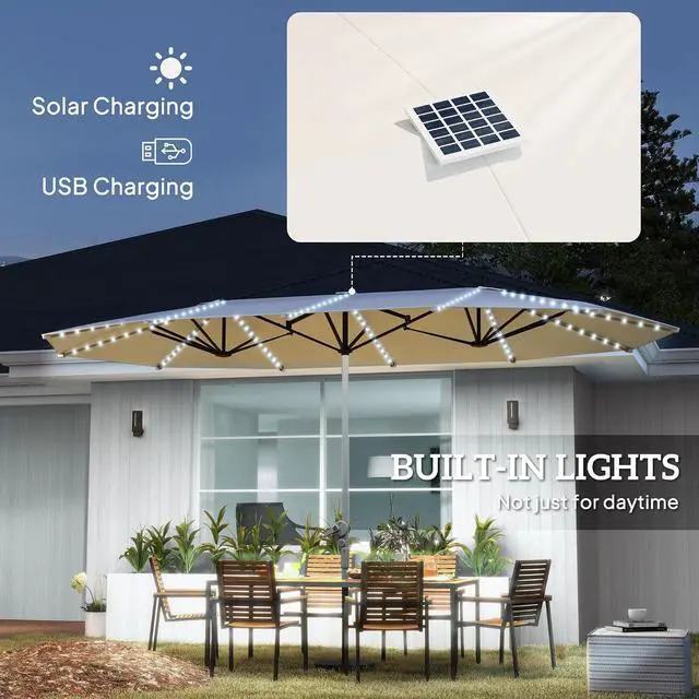 Alt view image 4 of 7 - 15ft Extra Large Patio Umbrella Bright Solar Lights
