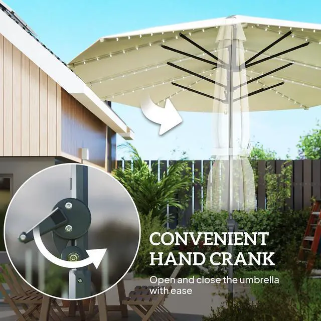 Alt view image 6 of 7 - 15ft Extra Large Patio Umbrella Bright Solar Lights