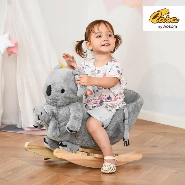 Alt view image 2 of 7 - Qaba Kids Ride-On Rocking Horse Koala-Shaped Rocker for 18-36 Months Gray