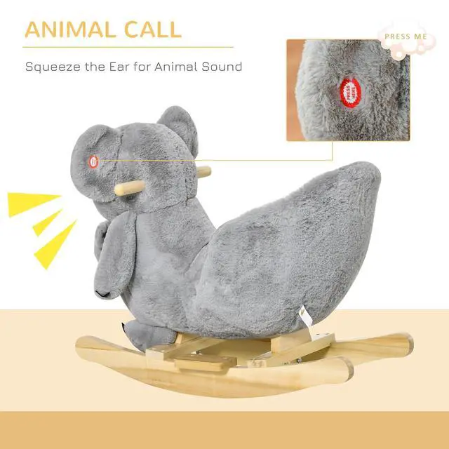Alt view image 4 of 7 - Qaba Kids Ride-On Rocking Horse Koala-Shaped Rocker for 18-36 Months Gray
