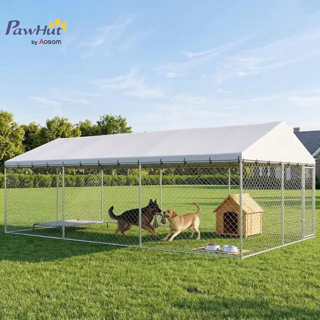 Alt view image 2 of 7 - PawHut Outdoor Dog Kennel, 20' x 10' x 7', Waterproof Roof for Large Dogs