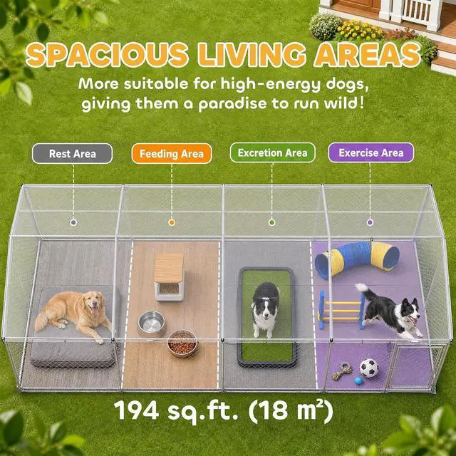 Alt view image 4 of 7 - PawHut Outdoor Dog Kennel, 20' x 10' x 7', Waterproof Roof for Large Dogs