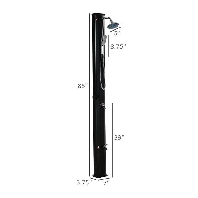 Alt view image 7 of 7 - 7' Outdoor Solar Heated Shower 360 Rotating Rainfall for Pool