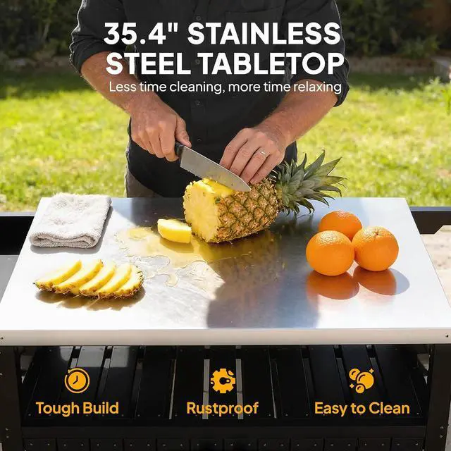 Alt view image 4 of 7 - Outdoor Bar Cart with Storage Cabinet Kitchen Island Black