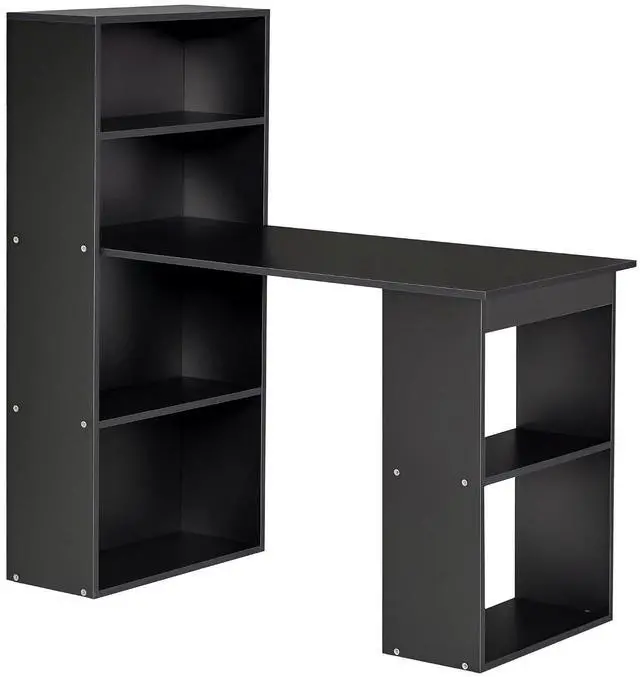 Main image of Modern Home Office Desk with 6-Tier Storage Shelves, 47", Black