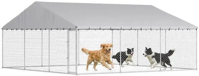 Main image of PawHut Outdoor Dog Kennel, 20' x 20' x 10', Waterproof Roof for Large Dogs