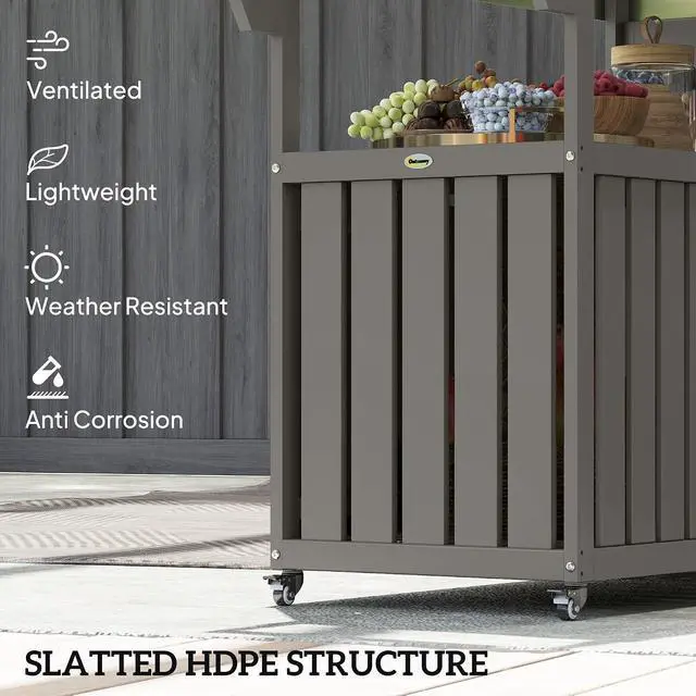 Alt view image 5 of 7 - Outdoor Bar Cart with Storage Cabinet Kitchen Island Dark Gray
