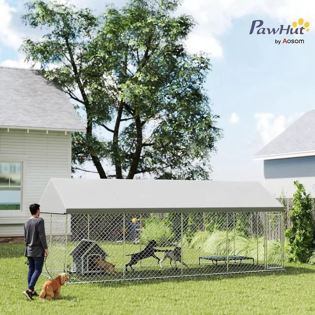 Alt view image 2 of 7 - PawHut Outdoor Dog Kennel for Large Breed 20' x 7.5' x 8' w/Secure Lock