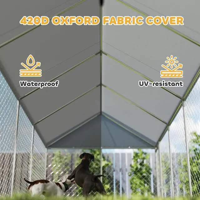 Alt view image 6 of 7 - PawHut Outdoor Dog Kennel for Large Breed 20' x 7.5' x 8' w/Secure Lock