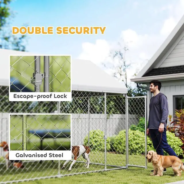 Alt view image 5 of 7 - PawHut Outdoor Dog Kennel for Large Breed 20' x 7.5' x 8' w/Secure Lock