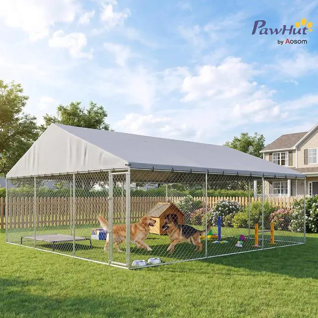 Alt view image 2 of 7 - PawHut Outdoor Dog Kennel, 20' x 15' x 8', Waterproof Roof for Large Dogs