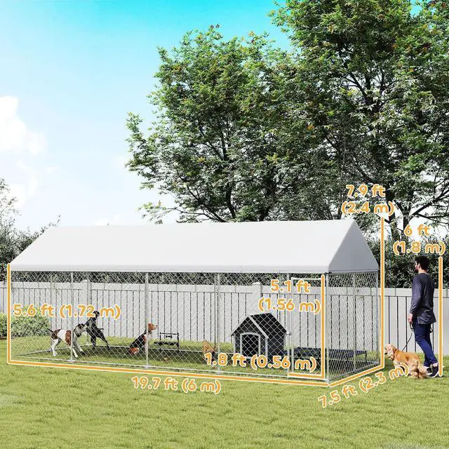 Alt view image 7 of 7 - PawHut Outdoor Dog Kennel for Large Breed 20' x 7.5' x 8' w/Secure Lock