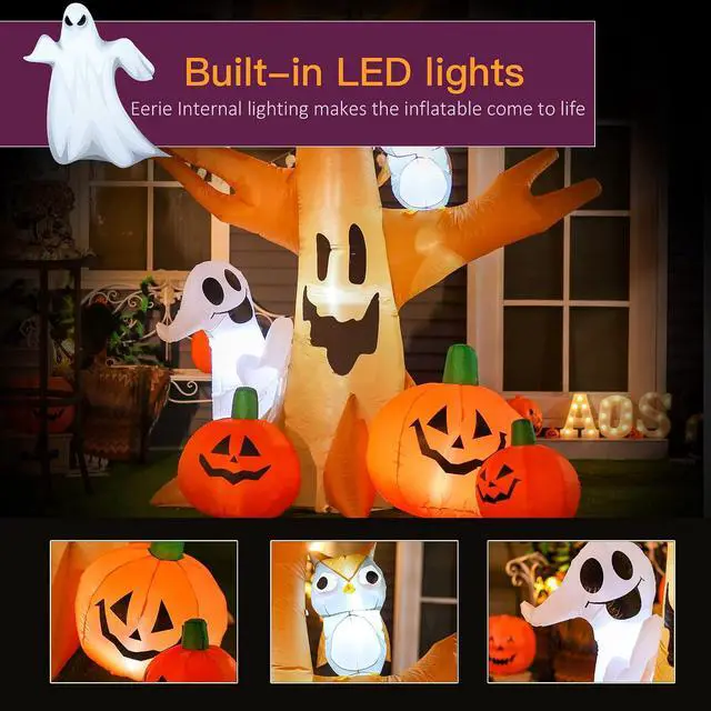 Alt view image 2 of 7 - Inflatable Halloween Blow Decoration, Outdoor Lighted, 7.5' Tall