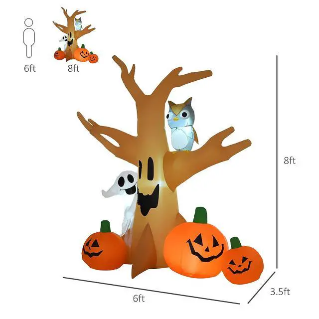Alt view image 6 of 7 - Inflatable Halloween Blow Decoration, Outdoor Lighted, 7.5' Tall