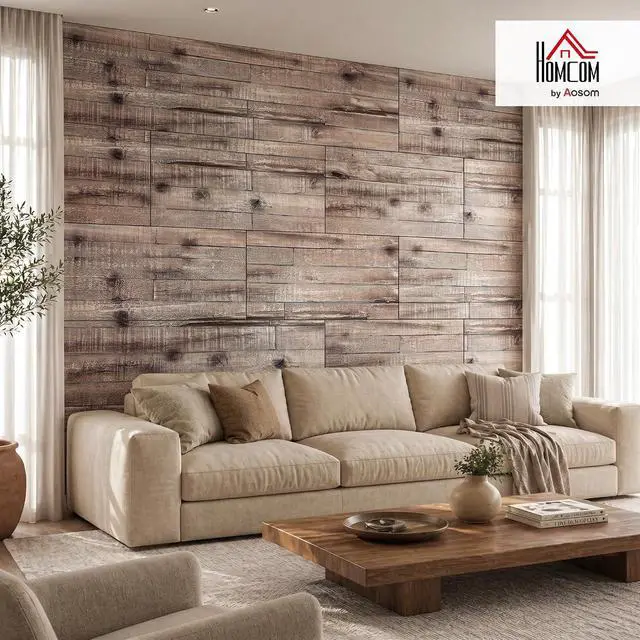 Alt view image 2 of 7 - 3D Faux Wood Wall Panels Water-Resistant 4' x 2' Gray Wood Grain