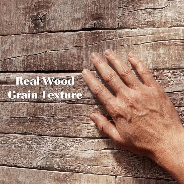 Alt view image 3 of 7 - 3D Faux Wood Wall Panels Water-Resistant 4' x 2' Gray Wood Grain