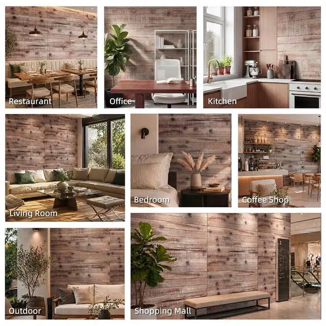 Alt view image 6 of 7 - 3D Faux Wood Wall Panels Water-Resistant 4' x 2' Gray Wood Grain
