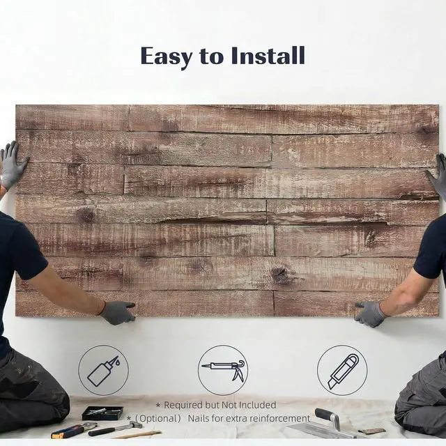 Alt view image 5 of 7 - 3D Faux Wood Wall Panels Water-Resistant 4' x 2' Gray Wood Grain