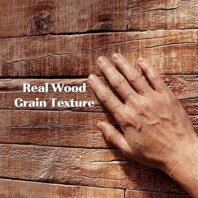 Alt view image 3 of 7 - 8-Pack 3D Faux Wood Wall Panels Lightweight 4' x 2' Brown Wood Grain