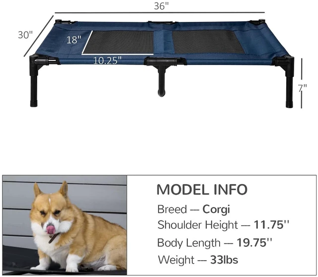 Alt view image 7 of 7 - Pawhut Elevated Dog Bed/Pet Cot, 36 x 30", Blue