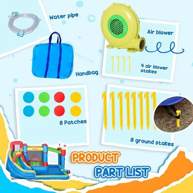 Alt view image 4 of 7 - 6-in-1 Inflatable Water Slide with Splash Pool, Climbing Wall
