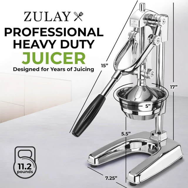Alt view image 2 of 7 - Professional Citrus Juicer - Chrome Finish Manual Citrus Press and Orange Squeezer - Metal Lemon Squeezer - Extra Tall Heavy Duty Manual Orange Juicer and Lime Squeezer Press Stand
