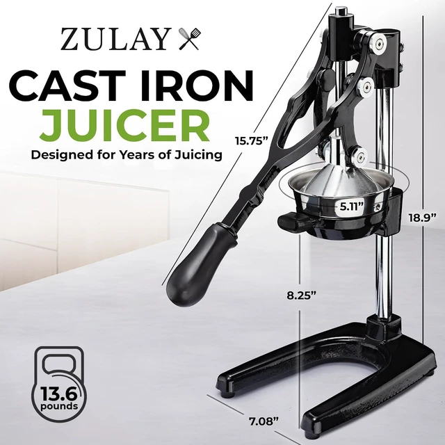 Alt view image 2 of 7 - Extra Tall Cast Iron Juicer - Fits Any Glass, Heavy Duty Manual Citrus Juicer with Detachable Strainers for Easy Cleaning, Perfect for Bartenders, Juice Lovers & Health Enthusiasts
