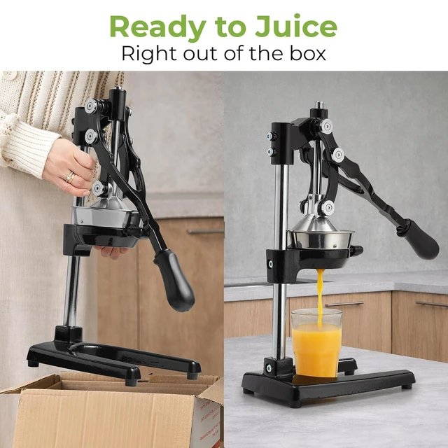 Alt view image 3 of 7 - Extra Tall Cast Iron Juicer - Fits Any Glass, Heavy Duty Manual Citrus Juicer with Detachable Strainers for Easy Cleaning, Perfect for Bartenders, Juice Lovers & Health Enthusiasts