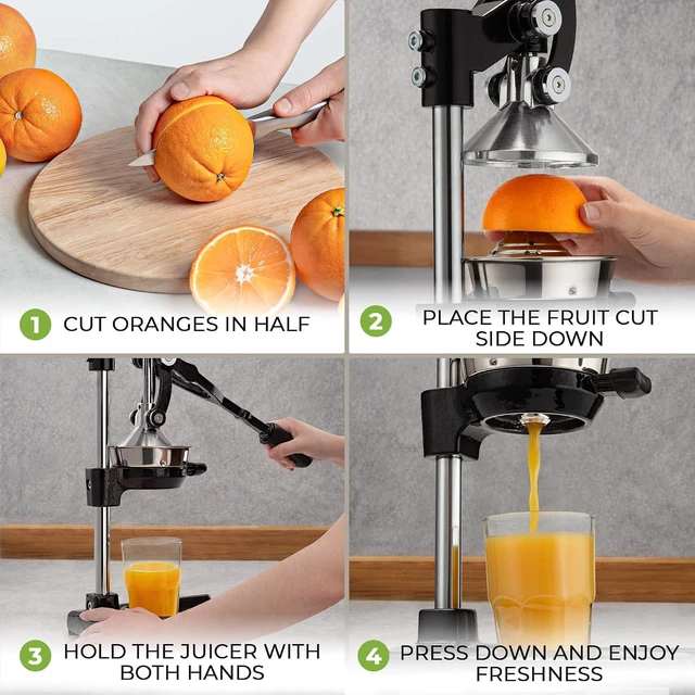 Alt view image 4 of 7 - Extra Tall Cast Iron Juicer - Fits Any Glass, Heavy Duty Manual Citrus Juicer with Detachable Strainers for Easy Cleaning, Perfect for Bartenders, Juice Lovers & Health Enthusiasts