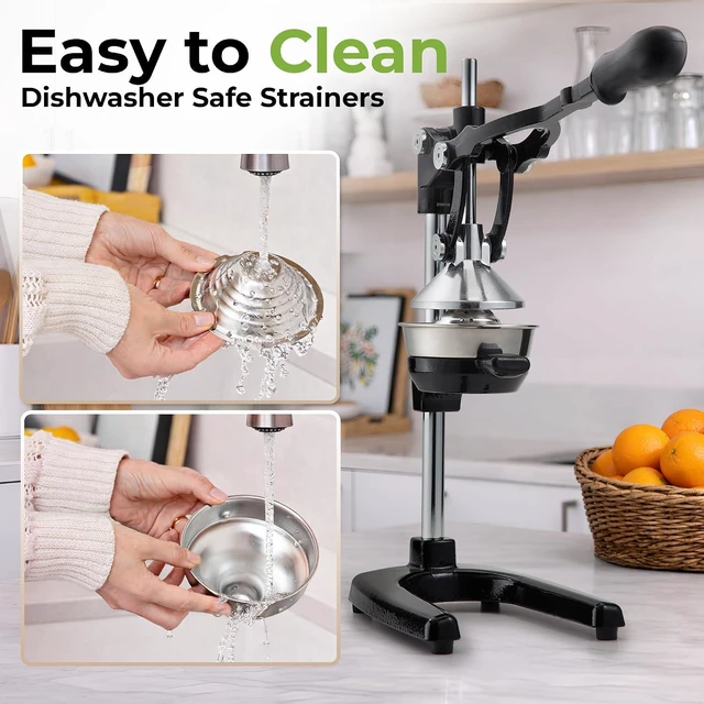 Alt view image 5 of 7 - Extra Tall Cast Iron Juicer - Fits Any Glass, Heavy Duty Manual Citrus Juicer with Detachable Strainers for Easy Cleaning, Perfect for Bartenders, Juice Lovers & Health Enthusiasts