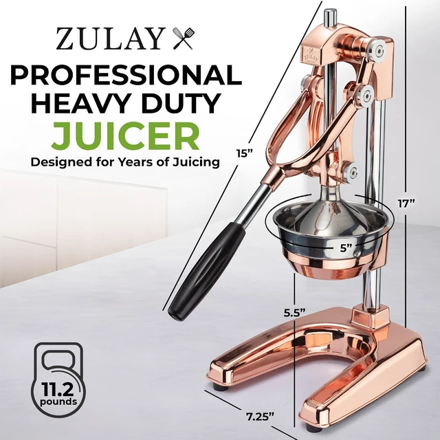 Alt view image 2 of 7 - Zulay Professional Citrus Juicer - Premium Manual Citrus Press and Orange Squeezer - Metal Lemon & Lime Squeezer - Extra Tall Heavy Duty Cast Iron Manual, Rose Gold