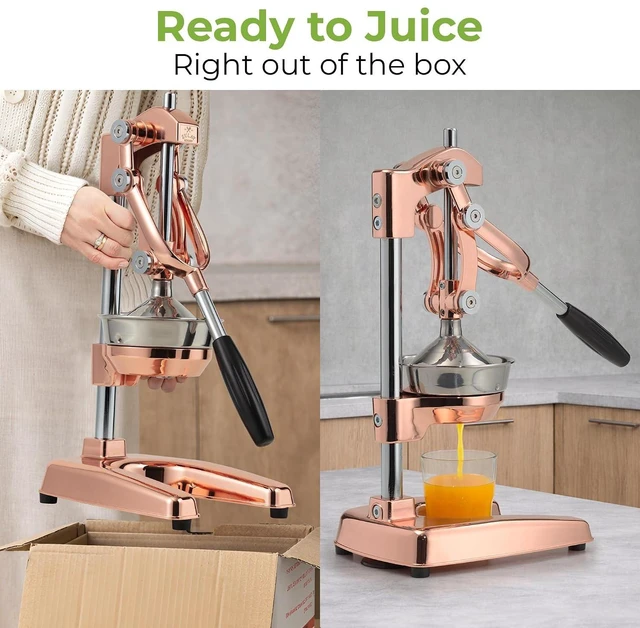 Alt view image 3 of 7 - Zulay Professional Citrus Juicer - Premium Manual Citrus Press and Orange Squeezer - Metal Lemon & Lime Squeezer - Extra Tall Heavy Duty Cast Iron Manual, Rose Gold