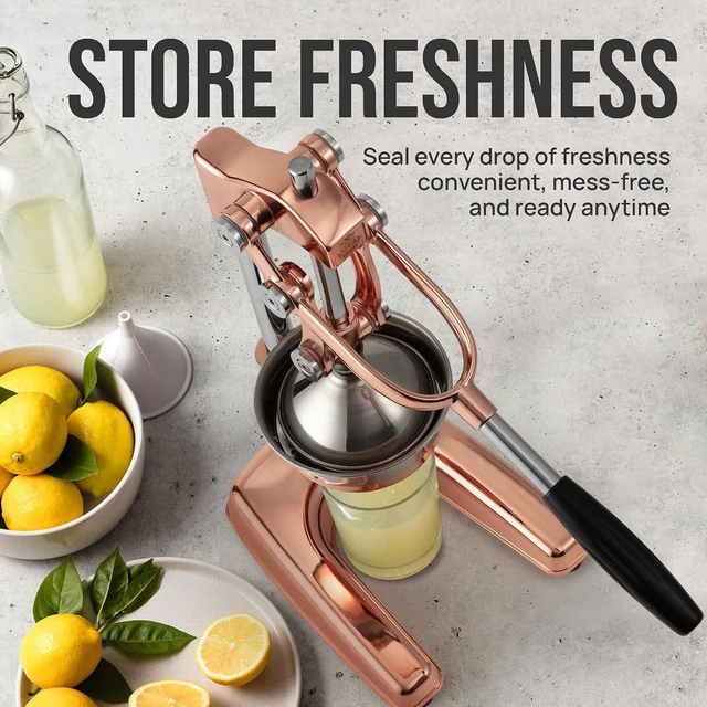 Alt view image 7 of 7 - Zulay Professional Citrus Juicer - Premium Manual Citrus Press and Orange Squeezer - Metal Lemon & Lime Squeezer - Extra Tall Heavy Duty Cast Iron Manual, Rose Gold