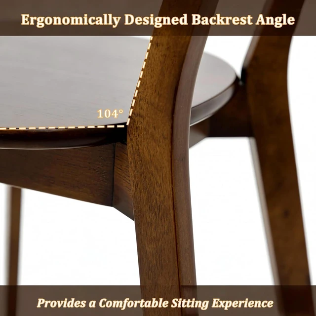 Alt view image 3 of 7 - Walnut Soild Wood Kitchen Chairs Set of 4