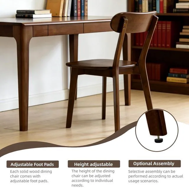 Alt view image 4 of 7 - Walnut Soild Wood Kitchen Chairs Set of 4