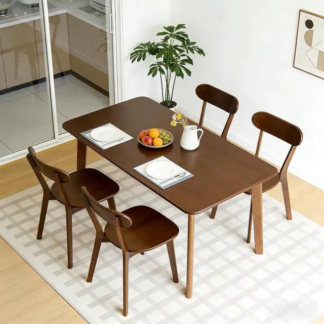 Main image of Walnut Soild Wood Kitchen Chairs Set of 4