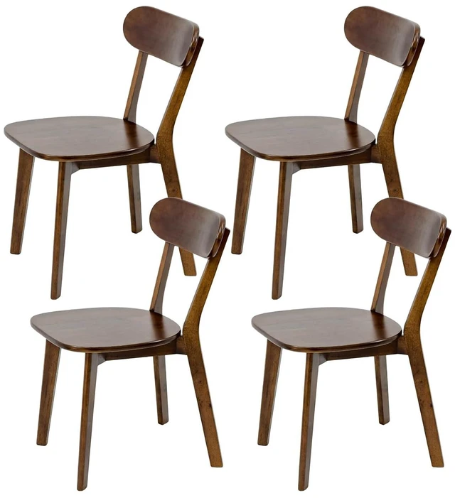 Alt view image 7 of 7 - Walnut Soild Wood Kitchen Chairs Set of 4