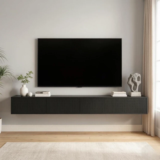 Main image of 78.7 Floating Entertainment Center with 16 Color Led Light, Black