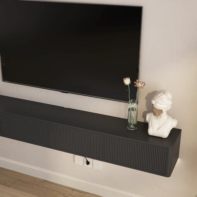 Alt view image 6 of 7 - 78.7 Floating Entertainment Center with 16 Color Led Light, Black