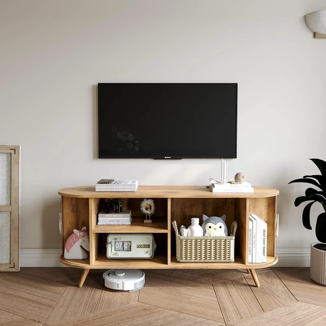 Main image of 50 Fluted Entertainment Center for TVS Up to 55, Oak