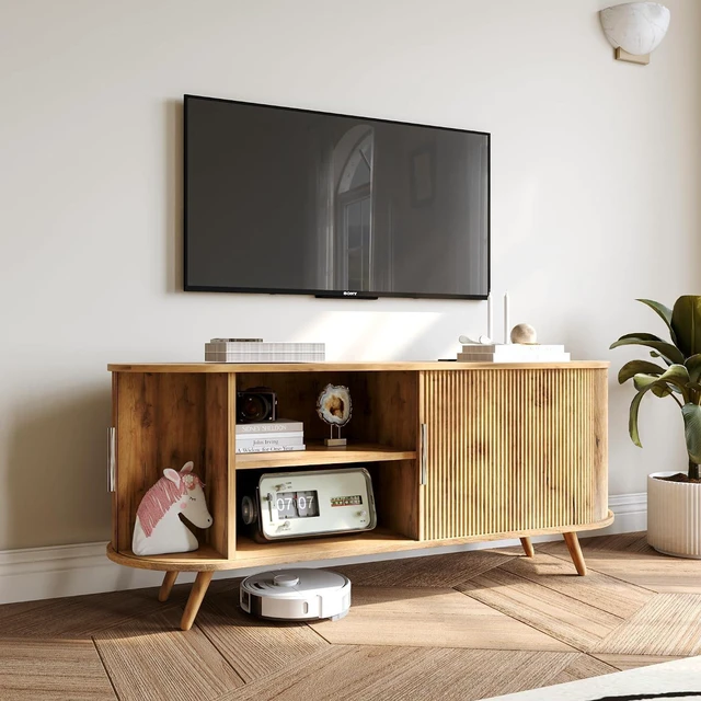 Alt view image 2 of 7 - 50 Fluted Entertainment Center for TVS Up to 55, Oak