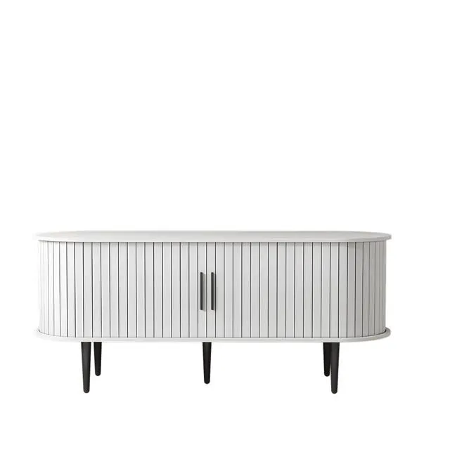 Alt view image 7 of 7 - 47 Fluted Media Console with Sliding Door and Shelf Storage, White