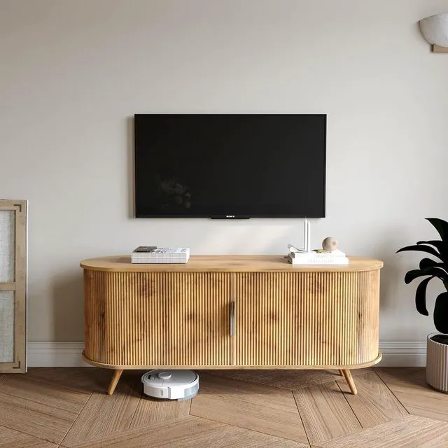 Alt view image 3 of 7 - 50 Fluted Entertainment Center for TVS Up to 55, Oak